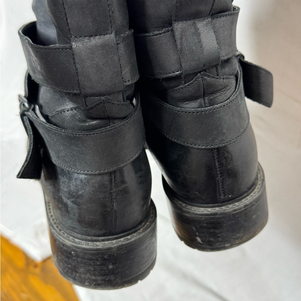 Ross Snow Womens Leather Moto Boots Sherling‎ Lining Sz 11 Grunge Edgy Goth Punk - Picture 5 of 11